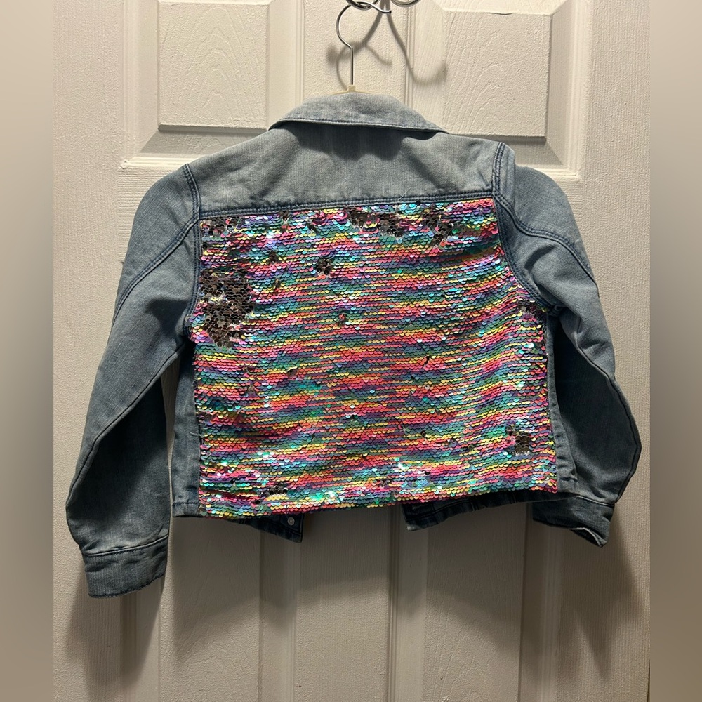 Girls rainbow sequins Jean jkt L/10